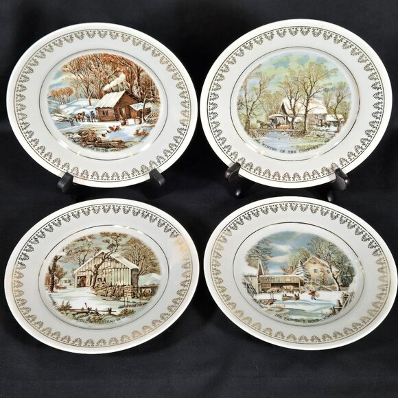 The Roy Thomas Collection 1978 Currier & Ives Winter Scenes Set Of 4 Limited ED - Picture 1 of 12
